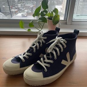 Men’s Veja Navy and White High-Top Sneakers